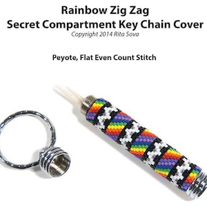 Regenboog ZigZag geheim compartiment sleutelhanger of pennenhoes patroon handleiding - kralen sleutelhanger handleiding - GRATIS pennenhoes patroon inbegrepen!