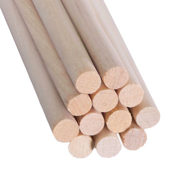 100Pack 3/8"x12" Wood Dowel Rod, Tapestry Making Woodworking Supplies, SE-24659