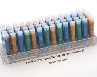 Bead Pavilion Shelf: 56 Round 3" Tube Containers, Seed Bead Organizer