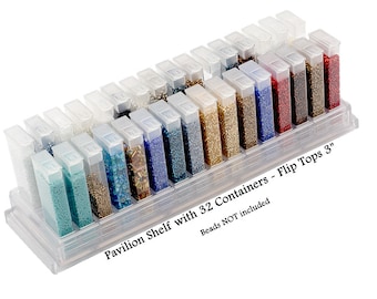 Bead Pavilion Shelf: Storage Organizer with 32 Flip Top Containers
