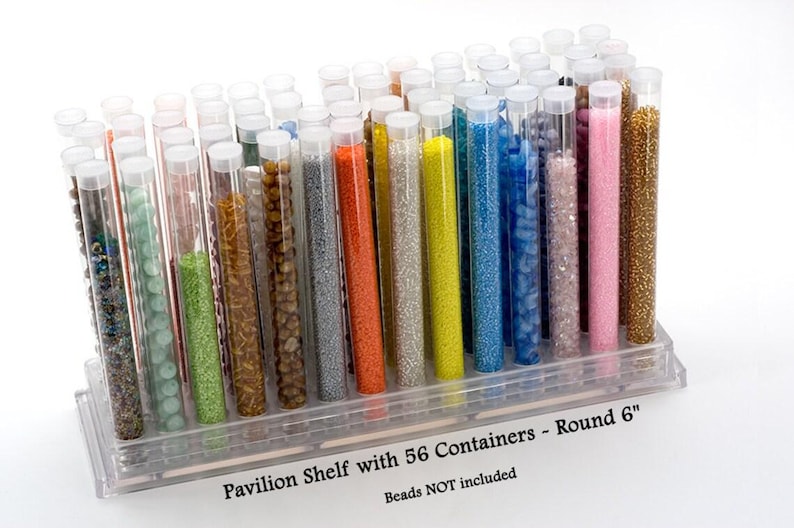 Bead Storage Bead Organizer Solutions: Bead Pavilion Showcase by Sova Enterprises made in the USA! Choose the version that fits your needs! RD Shelf+56-6" Tubes