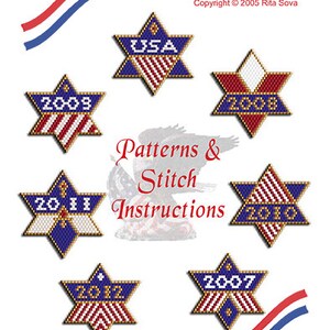 Patriotic Stars 2 Beading Pattern Tutorial - Instant PDF Download