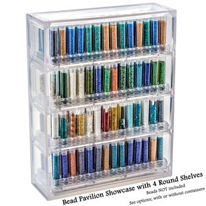 Bead Storage Solutions: Bead Pavilion Complete Showcase with 4 Shelves (Round/RD or Flip Top/FT Shelves) - Bead Organizer, Bead Display