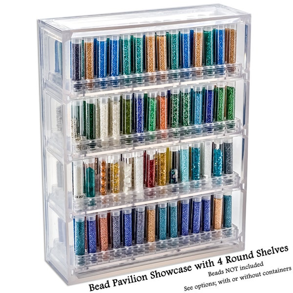 Bead Storage Solutions: Bead Pavilion Complete Showcase with 4 Shelves (Round/RD or Flip Top/FT Shelves) - Bead Organizer, Bead Display