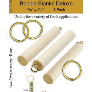 Wood Key Chain Bobble Blanks: Gold/Silver Deluxe 3-Pack (Free Bead Pattern)