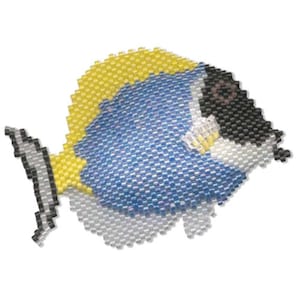 Blue Surgeon Fish 3D Beading Pattern: Delica Bead Tutorial (PDF Download)