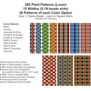 300 Plaid Beading Patterns for Loom: Delica Size 11 (PDF Download)
