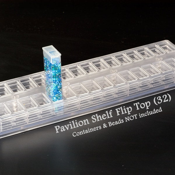 Bead Pavilion Shelf for Flip Top Containers (32 Holes) - Bead Storage Display, Jewelry Making Tools Organizer