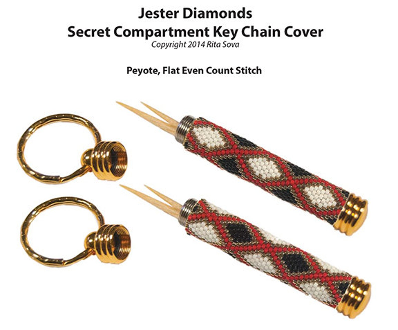 Jester Diamonds Secret Compartment Key Chain or Pen Cover Pattern ...