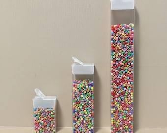 Clear Flip Top Containers and Caps - Seed Bead Storage, Candy Favor Tube, Bead Organizer, Diamond Painting