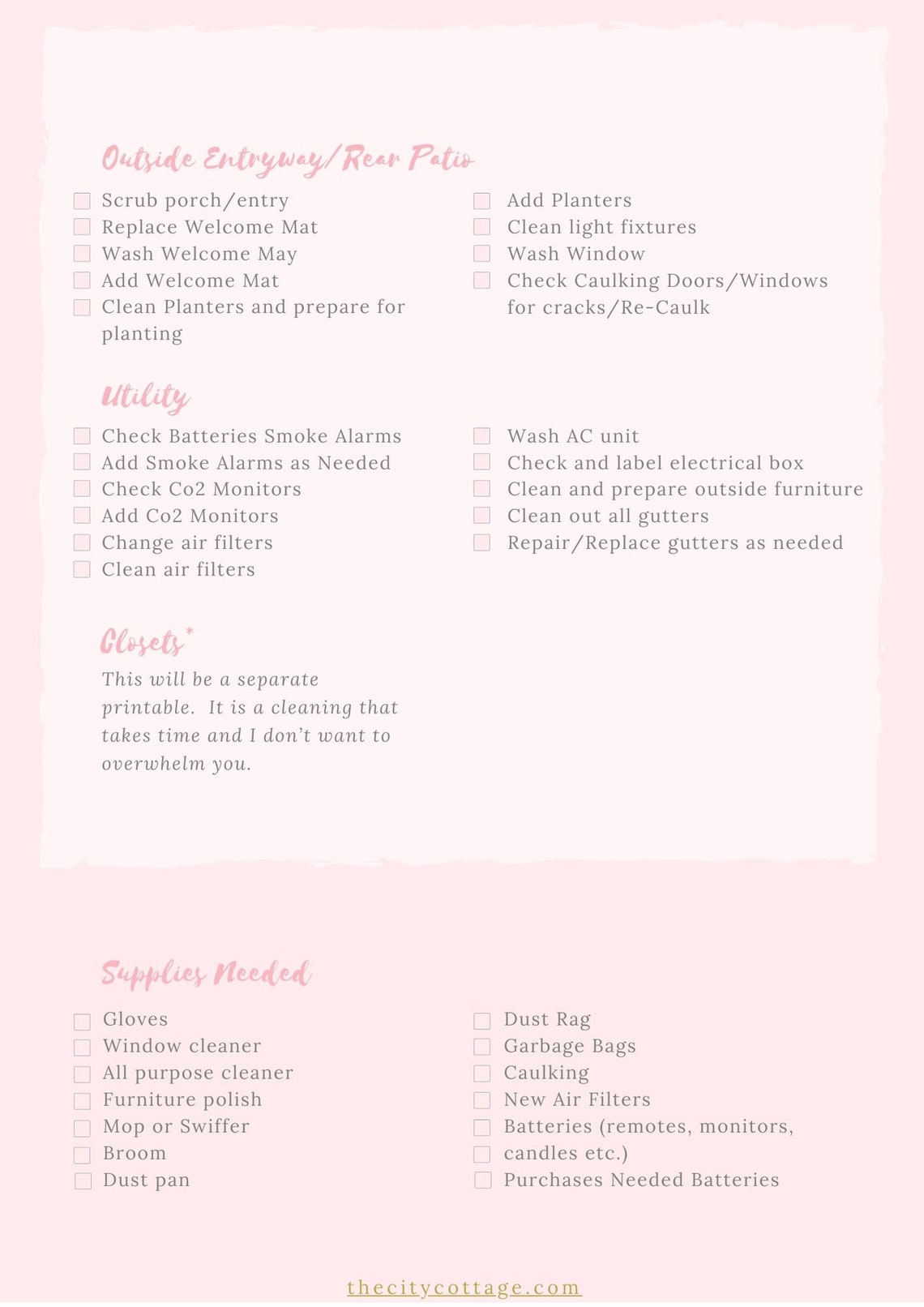 Spring Cleaning Checklist Checklist Printable Cleaning - Etsy