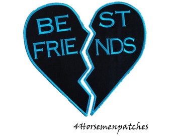10" x 5.5" BEST FRIEND Iron On Back Patches for Jean Denim & Leather Jackets and Vests * BFF Custom Embroidered Broken Heart Sister Gift