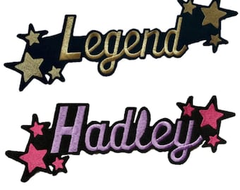 Custom Name Patch: Embroidered Iron-On with Stars