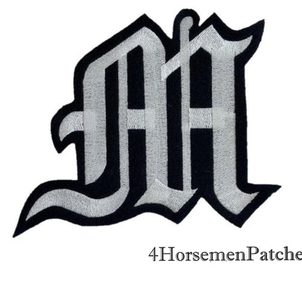 5 » OLD ENGLISH Iron On Large Back Patches for DENIM Jackets * Custom Embroidered Letter & Number Personalized Sew On Gifts