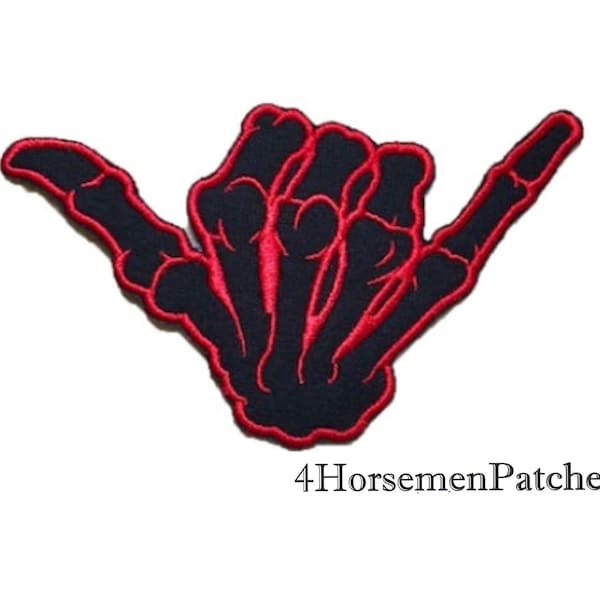 5" SHAKA Hang Loose PATCHES for Denim and Leather Motorcycle Biker Jackets and Vests * Iron on Custom Embroidered Back Patch