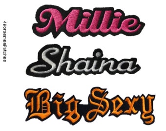 3"-17" CUSTOM NAME PATCH * Embroidered Iron on Personalized Patches for Denim Jean Bomber Jackets and Bridal Party Robes & Gifts