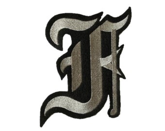 Parche termoadhesivo de 5" con letras inglesas antiguas: aplique gótico para chaqueta vaquera