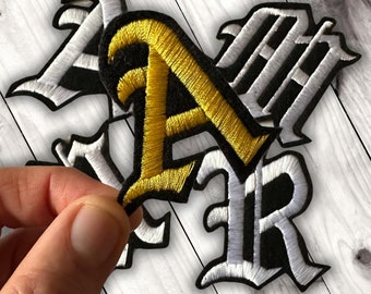1" Old English Iron-On Letter Patch: Custom Jacket & Craft Applique