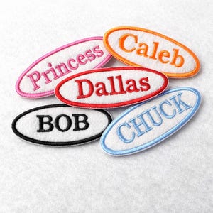 Oval Iron On Name Patch: Custom Embroidered Patches for Jackets, Hats and Uniforms (3.5")