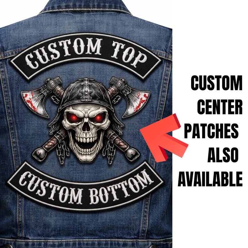 Lower Rocker Banner Custom Embroidered Rocker Patch Set, Iron-on Banners for Biker MC ...