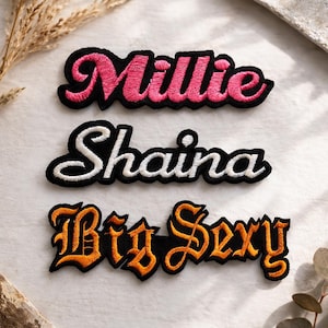 Custom Iron on Name Patch * Embroidered Patches for Jackets, Backpacks, Shirts and Hats * Personalized Name Tags for Biker Vests (3"-19")