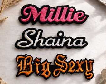 カスタム刺繍ネームパッチ * バイカージャケット、シャツ、パーカー、キャップ用アイロン接着タグ（3インチ～19インチ）