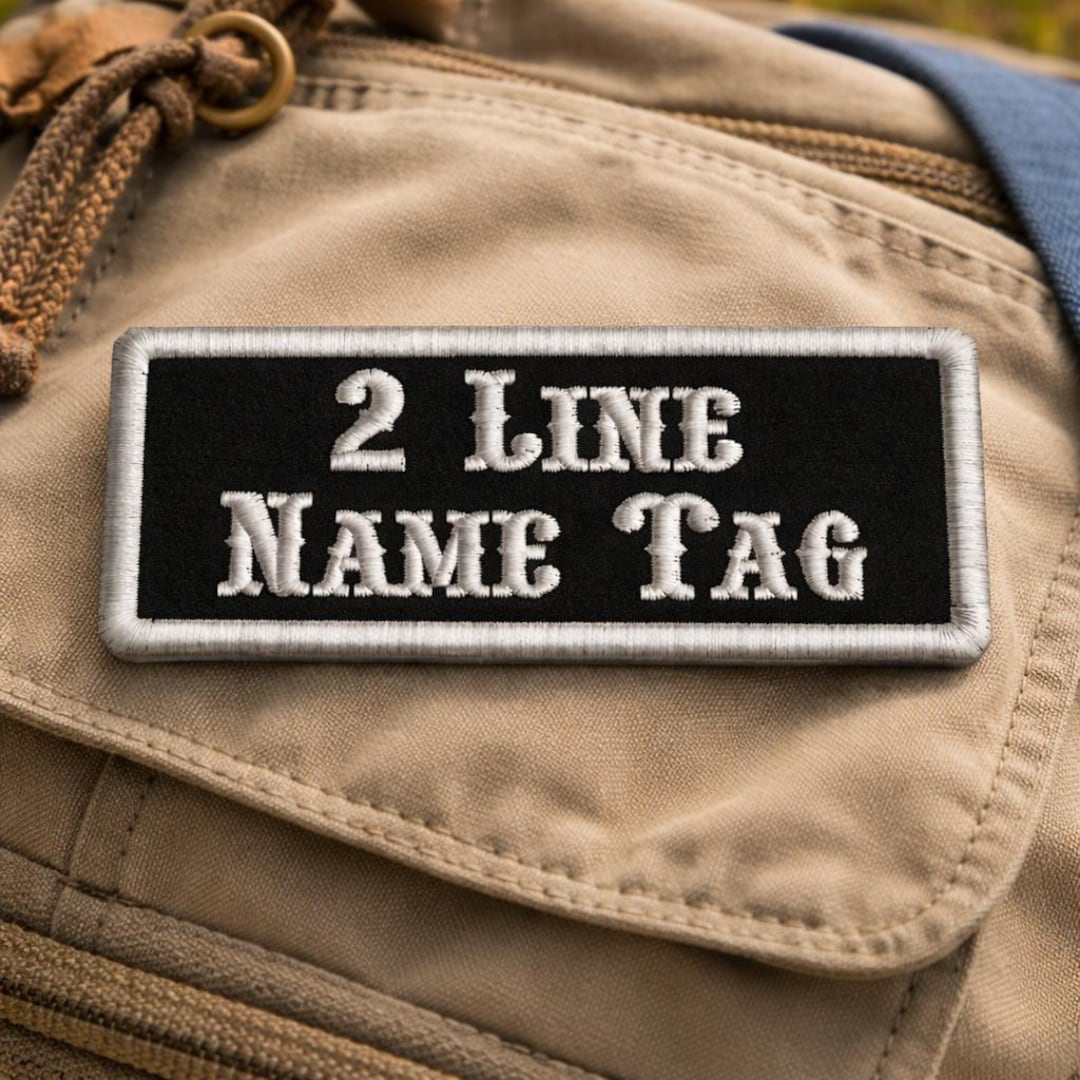 Custom Name Patch With Two Lines of Text * Iron on Embroidered ...