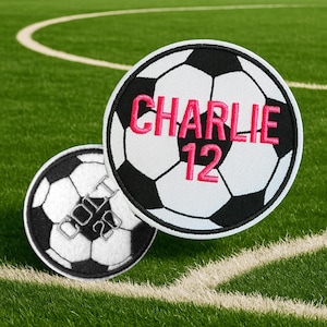 Individueller Fußball Aufnäher mit Name und Nummer - Ein lustiges Geschenk für Mamas, Trainer, Spieler-Rucksack oder Spieler-Trikot