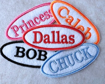 Custom Embroidered Name Patch: Iron On Uniform Tag (3.5&quot;)