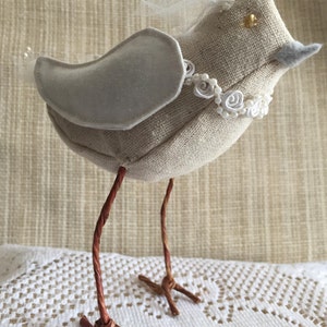 Topper/décoration rustique de gâteau d'oiseaux de mariage de tissu rustique image 5