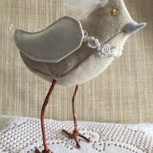 Topper/décoration rustique de gâteau d'oiseaux de mariage de tissu rustique image 3
