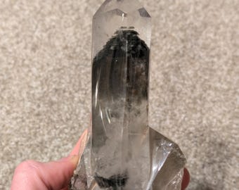 Polished Chlorite Included Quartz Point | Green Phantom Garden Quartz Crystal | 6 x 3 x 2.5 in.
