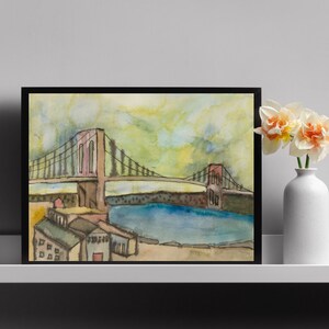 New York Brooklyn Bridge Art, New York City Print, NYC Art Print, City Art Prints, Bridge Art, New York City Art, Colorful City Prints P48