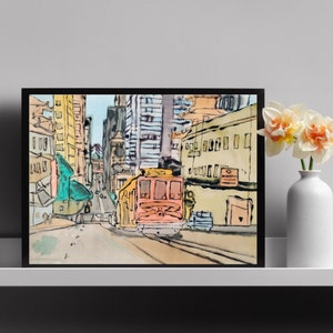 Trolley Art, Street Art, California Art, City Poster, Cityscape Painting, Contemporary Art, San Francisco Art, Bay Area Art, Urban Art P03