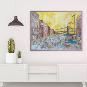 New York City Art Print, NYC Art Print, Cityscape Art, Travel Art, City Art Prints, Bridge Art Colorful City Prints South Street Seaport P44