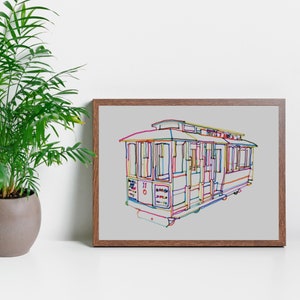 California Art, Trolley Art, Line Art, Contemporary Art, San Francisco Art, Bay Area Art, Urban Art, City Painting, One of a Kind Art P59
