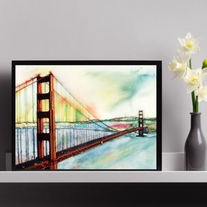 Bridge Art, Colorful City Print, Bay Area Wall Art, San Francisco Gift, Golden Gate Bridge Art, Urban Wall Art,  California Art Painting P57