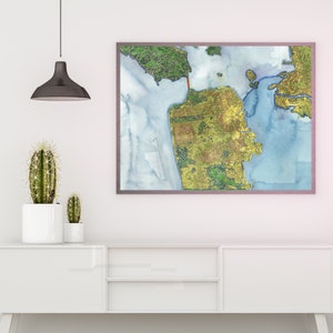 City Painting, One of a Kind Art, Contemporary Art, California City Print, City Art, Local Artist, City Map, San Francisco Altitude P67