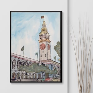 San Francisco Art, Bay Area Art, Urban Art, City Painting, Cityscape, One of a Kind Art, Contemporary Art San Francisco Ferry Building P05