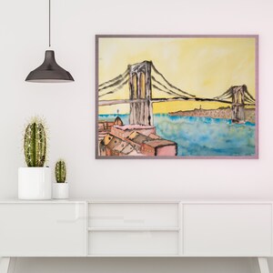 New York City Art Print, Brooklyn Bridge Art Print, Colorful City Prints, City Art Print, NYC Art Print, Travel Art, Contemporary Art P52