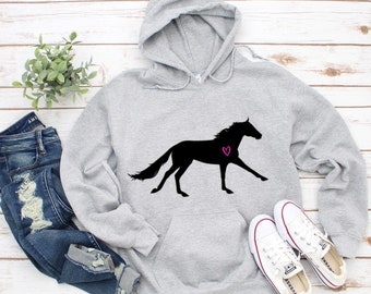 Horse Heart Hoodie, Horse Lover Hoodie, Riding, Horses, Equestrian Unisex Hoodie Farm Theme