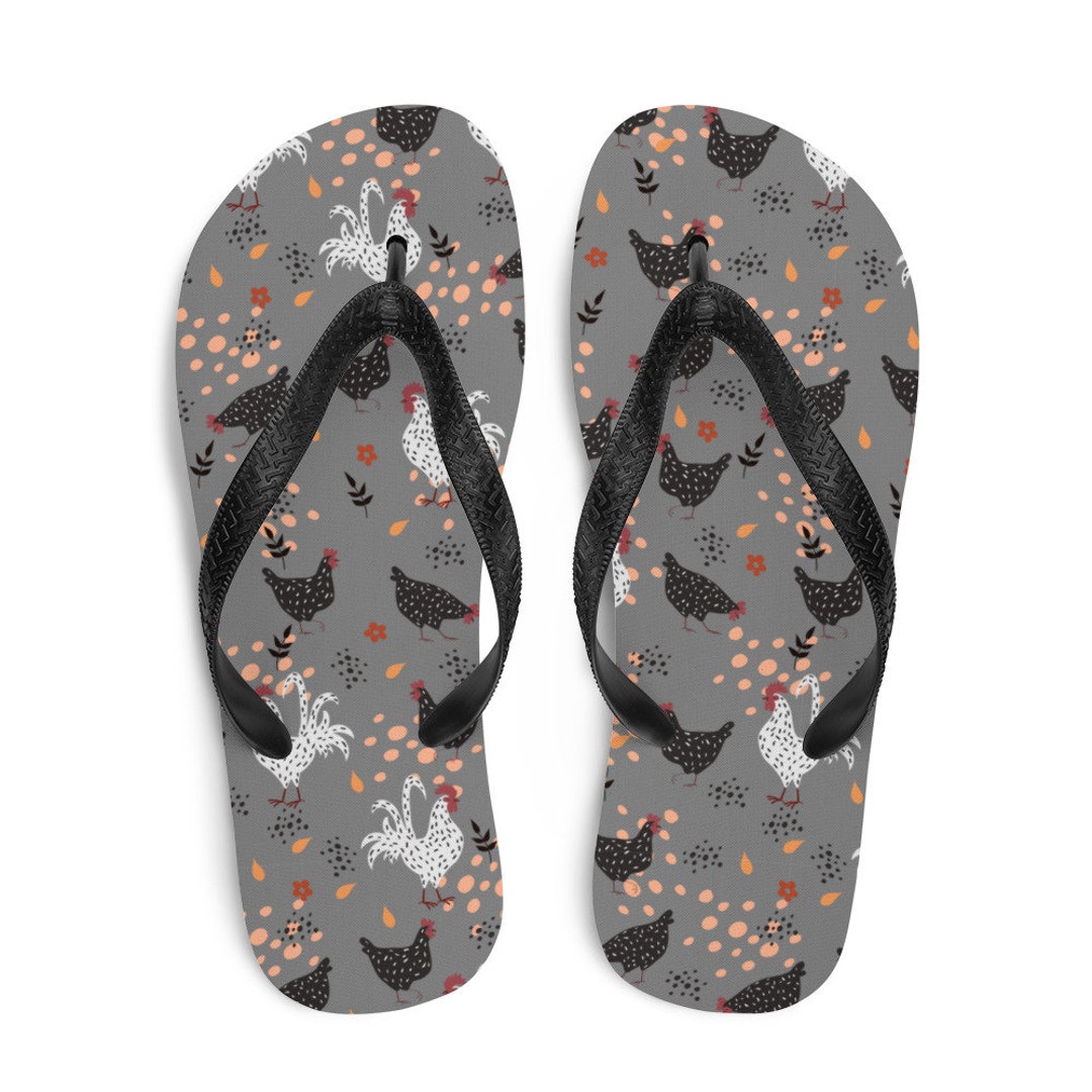 Hens & Roosters Flipflops, Chicken Flip Flops, Chicken Shoes, Chicken