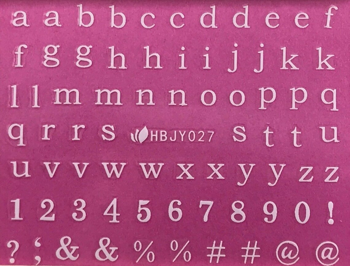 Nail Art 3D Decal Stickers Lowercase Alphabet White Letters & Etsy