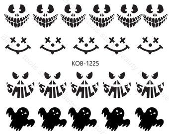 Nail Art Water Transfer Stickers Decal Halloween black cat bat pumpkin KoB-1225