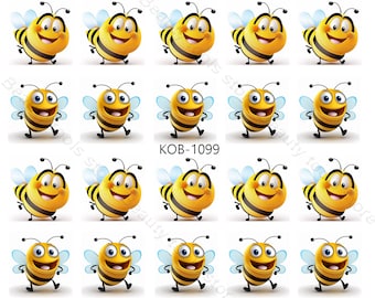 Pegatinas de transferencia de agua para decoración de uñas, bonita y divertida abeja KoB-1099