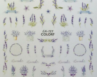 Nail Art 3D Decal Stickers Lavender Flowers CA121