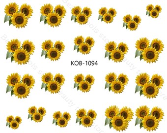 Pegatinas de transferencia de agua para decoración de uñas bonitas calcomanías de girasoles KoB-1094