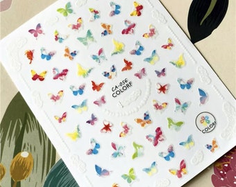 Nail Art 3D Decal Stickers Multicolored Butterflies CA056