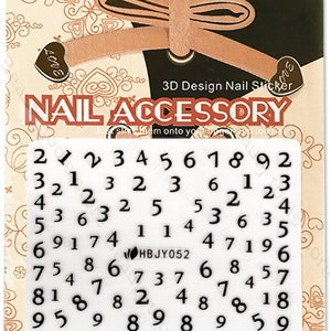 Nail Art 3D Decal Stickers Black Numbers HBJY052