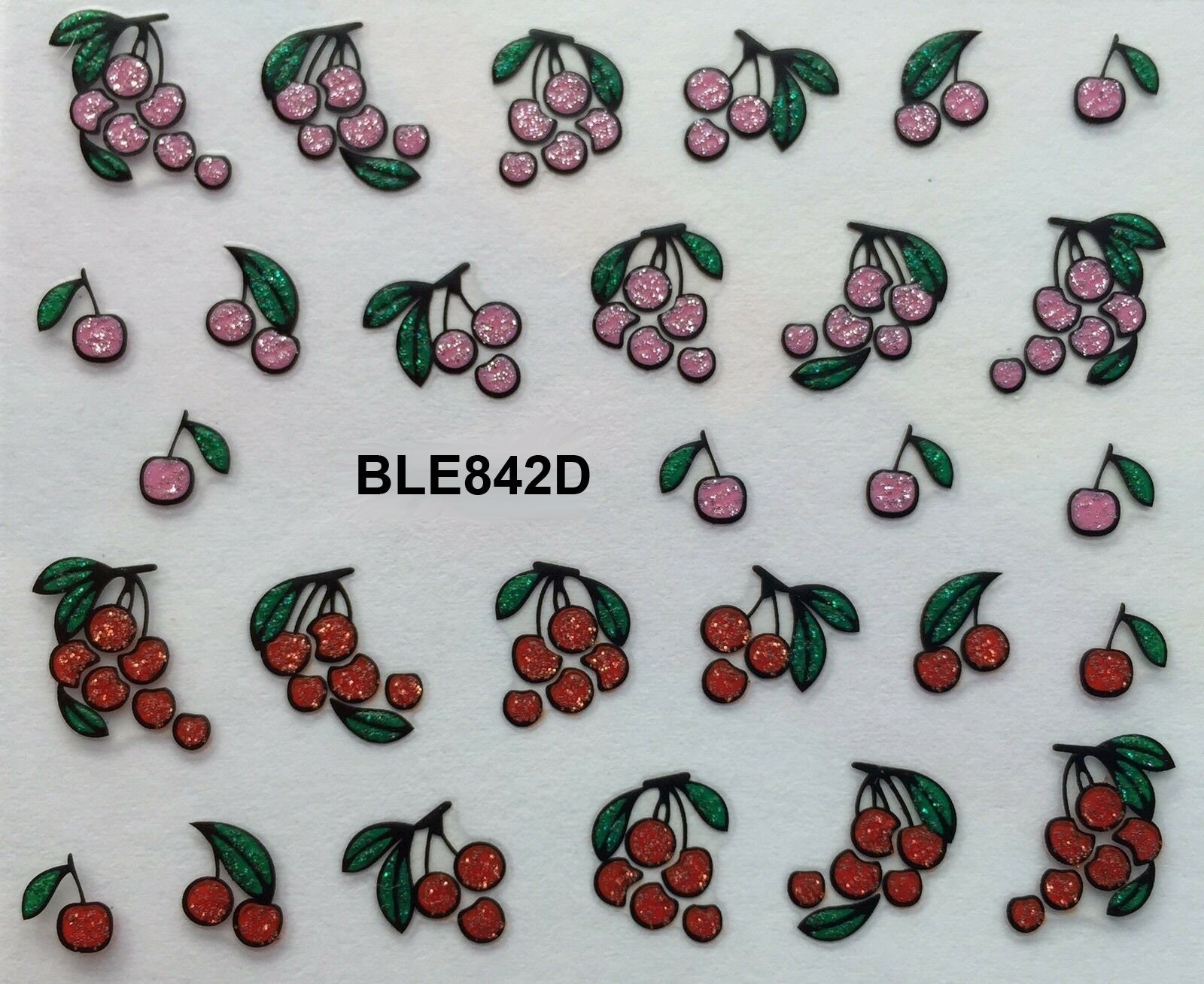 Nail Art 3D Glitter Decal Stickers Cherries BLE842D - Etsy